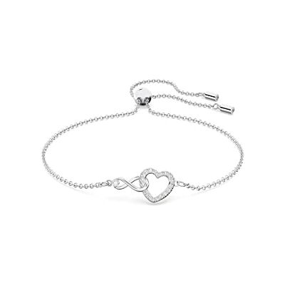 Swarovski Infinity-armband, Infinity och hjärta, Vit, Rhodiumpläterad Swarovski Infinity-armband, Infinity och hjärta, Vit, Rhodiumpläterad