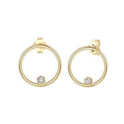 Elli dam äkta smycke örhängen örhängen cirkel med kristall i 925 sterlingsilver e silver,Guld Elli dam äkta smycke örhängen örhängen cirkel med kristall i 925 sterlingsilver e silver,Guld