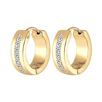 Elli kvinnors 925 sterlingsilver Xilion slipad rosa guldpläterade zirkonörhängen, Sterlingsilver, Zirkon Elli kvinnors 925 sterlingsilver Xilion slipad rosa guldpläterade zirkonörhängen, Sterlingsilver, Zirkon