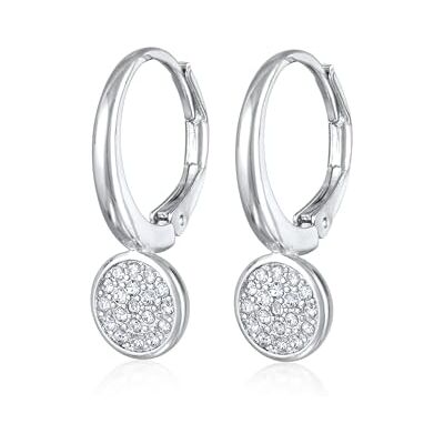 Elli örhängen damer kreoler plättar hänge eleganta silverfärger med kristaller, En Storlek, Mässing, Kristall Elli örhängen damer kreoler plättar hänge eleganta silverfärger med kristaller, En Storlek, Mässing, Kristall