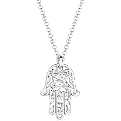 Elli halsband Hamsa hand kristaller 925 sterlingsilver, 45, övrigt, Kristall Elli halsband Hamsa hand kristaller 925 sterlingsilver, 45, övrigt, Kristall