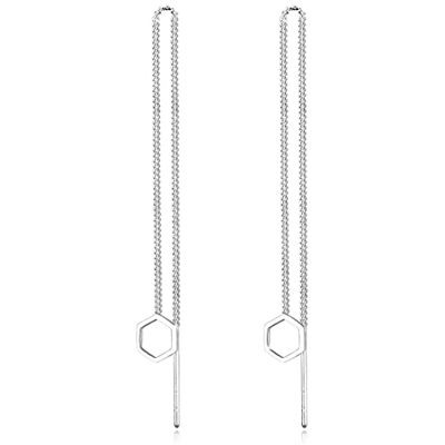 Elli Örhängen dam kedja look med hexagon hänge basic i 925 sterlingsilver, Sterlingsilver, Utan Elli Örhängen dam kedja look med hexagon hänge basic i 925 sterlingsilver, Sterlingsilver, Utan