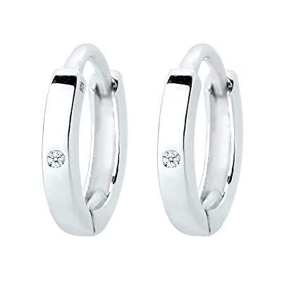 DIAMORE Elli diamanter-örhängen kvinnor kreoler bas med diamant (0,01 ct.) i 925 sterlingsilver, En storlek, övrigt, Diamant DIAMORE Elli diamanter-örhängen kvinnor kreoler bas med diamant (0,01 ct.) i 925 sterlingsilver, En storlek, övrigt, Diamant