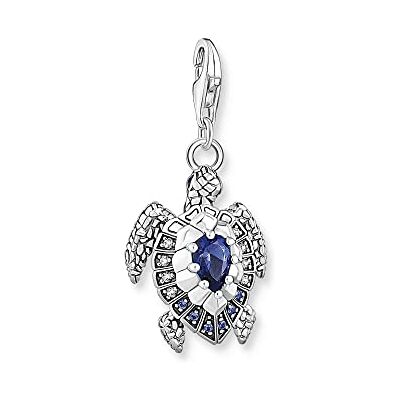 THOMAS SABO Charm-Anhänger Schildkröte mit Schmucksteinen aus Sterling-Silber in der Farbe Silber-Blau, Maße: 25mm, 31mm, 1897-667-1 THOMAS SABO Charm-Anhänger Schildkröte mit Schmucksteinen aus Sterling-Silber in der Farbe Silber-Blau, Maße: 25mm, 31mm, 1897-667-1