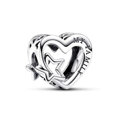 PANDORA Moments Offen gearbeitetes Familie Herz & Stern Charm aus Sterling Silber, Kompatibel Moments Armbändern, 792829C00 PANDORA Moments Offen gearbeitetes Familie Herz & Stern Charm aus Sterling Silber, Kompatibel Moments Armbändern, 792829C00