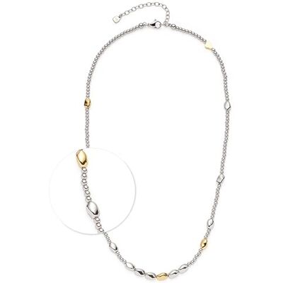 JEWELS BY LEONARDO halsband Veja, halssmycken av tvåfärgat rostfritt stål, oregelbundna nuggets i guld och silver, 45–50 cm längd, smycke present för kvinnor, 025357 JEWELS BY LEONARDO halsband Veja, halssmycken av tvåfärgat rostfritt stål, oregelbundna nuggets i guld och silver, 45–50 cm längd, smycke present för kvinnor, 025357