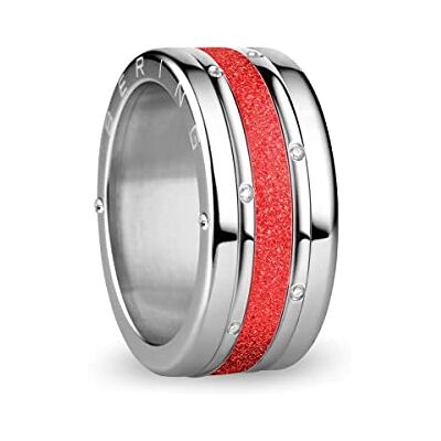 BERING Kombinationsring i silver och rött från , för kvinnor, med en unik anordning för att vrida loss och byta, Lena BERING Kombinationsring i silver och rött från , för kvinnor, med en unik anordning för att vrida loss och byta, Lena