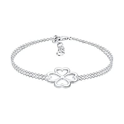 Elli Armband klöver lyckobringare Luck 925 silver, 160, fasettslipning, Utan Elli Armband klöver lyckobringare Luck 925 silver, 160, fasettslipning, Utan