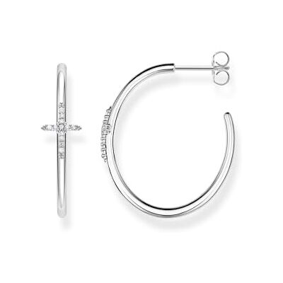 THOMAS SABO kreolskt kors örhänge med vita stenar, En storlek, Sterlingsilver, Ingen ädelsten THOMAS SABO kreolskt kors örhänge med vita stenar, En storlek, Sterlingsilver, Ingen ädelsten
