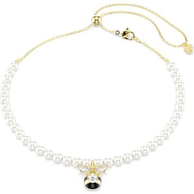 Swarovski Idyllia choker, Kristallpärla, Blandade snitt, Bee, Vit, Guldfärgad pläterad Swarovski Idyllia choker, Kristallpärla, Blandade snitt, Bee, Vit, Guldfärgad pläterad