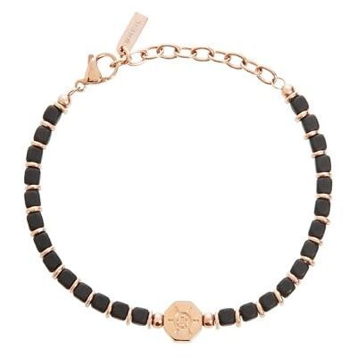 Breil Armband MAST für Herren aus Edelstahl mit Hämatit in der Farbe Rosa/Schwarz, mit Karabinerverschluss, Länge: 22 cm, TJ3262 Breil Armband MAST für Herren aus Edelstahl mit Hämatit in der Farbe Rosa/Schwarz, mit Karabinerverschluss, Länge: 22 cm, TJ3262