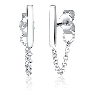 Elli örhängen dam stiftörhängen kedja stav geo basic trend i 925 sterlingsilver, fasettad slipning, Utan Elli örhängen dam stiftörhängen kedja stav geo basic trend i 925 sterlingsilver, fasettad slipning, Utan