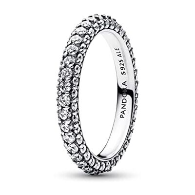 PANDORA Timeless Einreihiger Pavé Ring aus Sterling Silber mit Cubic Zirkonia Timeless Collection, Größe 52, 192627C01-52 PANDORA Timeless Einreihiger Pavé Ring aus Sterling Silber mit Cubic Zirkonia Timeless Collection, Größe 52, 192627C01-52