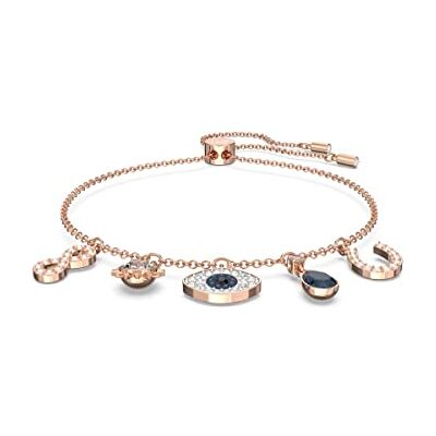 Swarovski symboliskt armband, Infinity, onda ögat och hästsko, blå, roséguld pläterad Swarovski symboliskt armband, Infinity, onda ögat och hästsko, blå, roséguld pläterad