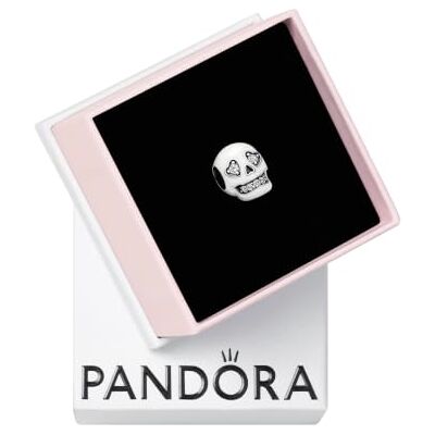 PANDORA Moments Glow-in-the-dark Funkelnder Totenkopf Charm aus Sterling Silber mit Cubic Zirkoniasteinen, Kompatibel Moments Armbändern, 792811C01 PANDORA Moments Glow-in-the-dark Funkelnder Totenkopf Charm aus Sterling Silber mit Cubic Zirkoniasteinen, Kompatibel Moments Armbändern, 792811C01