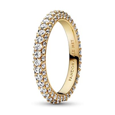 PANDORA Timeless Einreihiger Pavé Ring mit vergoldeter Metalllegierung und Cubic Zirkonia Timeless Collection, Größe 54, 162627C01-54 PANDORA Timeless Einreihiger Pavé Ring mit vergoldeter Metalllegierung und Cubic Zirkonia Timeless Collection, Größe 54, 162627C01-54