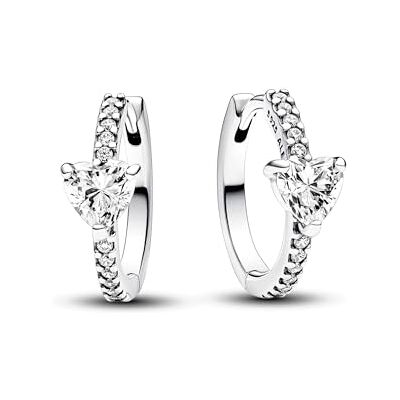 PANDORA Timeless Funkelndes Herz Creolen aus Sterling Silber mit Zirkonia, 293097C01 PANDORA Timeless Funkelndes Herz Creolen aus Sterling Silber mit Zirkonia, 293097C01