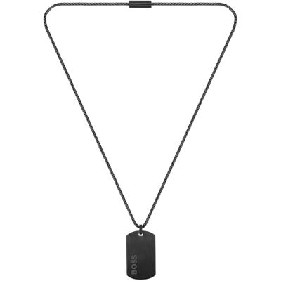 Boss ID Halskette Venezianerkette aus Edelstahl in der Farbe Schwarz mit einer Länge von 61cm, 1580052 Boss ID Halskette Venezianerkette aus Edelstahl in der Farbe Schwarz mit einer Länge von 61cm, 1580052