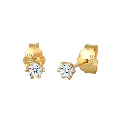 DIAMORE Örhängen damörhängen klassisk solitär med diamant (0,20 ct.) i 585 gult guld, fasettad slipning, Diamant DIAMORE Örhängen damörhängen klassisk solitär med diamant (0,20 ct.) i 585 gult guld, fasettad slipning, Diamant