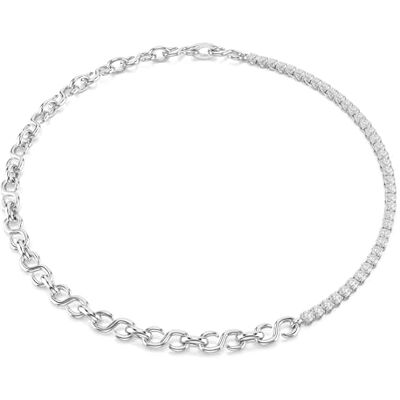 Swarovski Matrix Halsband, S-Form, Rund Slipning, Vit, Rodiumpläterad Swarovski Matrix Halsband, S-Form, Rund Slipning, Vit, Rodiumpläterad