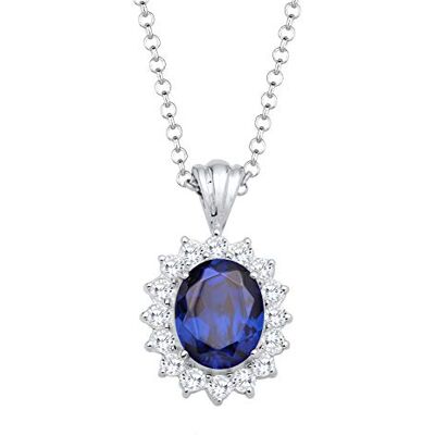 Elli kvinnor 925 sterlingsilver Xilion slipad kubisk zirkon halsband och blå kristall, 450, Kristall, Kubisk zirkonia Elli kvinnor 925 sterlingsilver Xilion slipad kubisk zirkon halsband och blå kristall, 450, Kristall, Kubisk zirkonia
