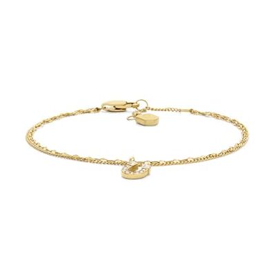 Fossil Mässing med karbinlås för kvinnor, dubbelkedjearmband Fossil Mässing med karbinlås för kvinnor, dubbelkedjearmband