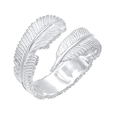 Elli ring dam linda fjäder look lekfull i 925 sterlingsilver, Silver, Utan Elli ring dam linda fjäder look lekfull i 925 sterlingsilver, Silver, Utan