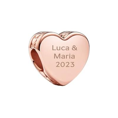 PANDORA Gravierbares Herz Charm-Anhänger aus rosévergoldeter Metalllegierung, Kompatibel mit Moments, aus der Moments Kollektion, 782015C00 PANDORA Gravierbares Herz Charm-Anhänger aus rosévergoldeter Metalllegierung, Kompatibel mit Moments, aus der Moments Kollektion, 782015C00