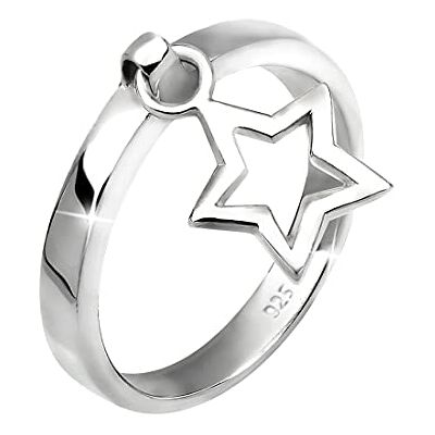 Elli ring damer stjärna hänge i 925 sterlingsilver, 56 EU, fasettad slipning, Utan Elli ring damer stjärna hänge i 925 sterlingsilver, 56 EU, fasettad slipning, Utan