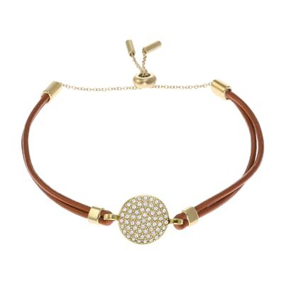 Fossil Sadie Glitz Disc damarmband i mellanbrunt läder, JF04545710 Fossil Sadie Glitz Disc damarmband i mellanbrunt läder, JF04545710