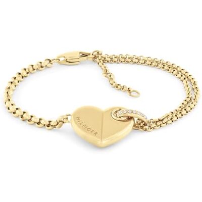 Tommy Hilfiger smycken damkedja armband i gult guld med hjärtberlock 2780929, En storlek, Rostfritt stål, Ingen ädelsten Tommy Hilfiger smycken damkedja armband i gult guld med hjärtberlock 2780929, En storlek, Rostfritt stål, Ingen ädelsten