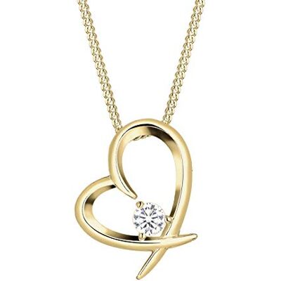Elli halsband damer hjärta böjd med zirkoniumkristaller i 925 sterlingsilver, 450, Kristall, Kubisk zirkonia Elli halsband damer hjärta böjd med zirkoniumkristaller i 925 sterlingsilver, 450, Kristall, Kubisk zirkonia
