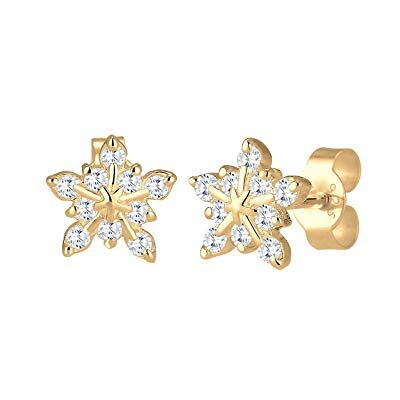 Elli damörhängen snöflinga 925 silver zirkonia vit rund slipning, En Storlek, fasettad slipning, Kubisk zirkonia Elli damörhängen snöflinga 925 silver zirkonia vit rund slipning, En Storlek, fasettad slipning, Kubisk zirkonia