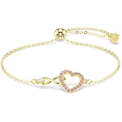 Swarovski Hyperbola armband, Rundslipad, Pavé, Infinity och hjärta, Rosa, Guldfärgad pläterad Swarovski Hyperbola armband, Rundslipad, Pavé, Infinity och hjärta, Rosa, Guldfärgad pläterad