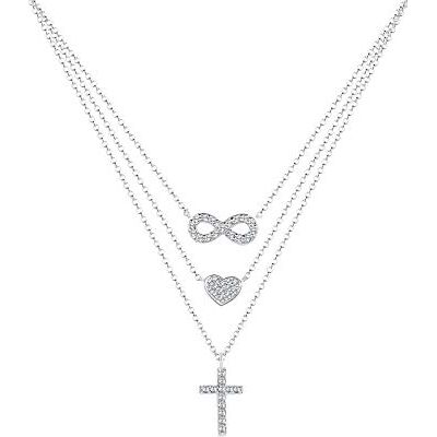 Elli halsband oändligt hjärta kors kristall 925 sterlingsilver, 400, Silver, Kristall Elli halsband oändligt hjärta kors kristall 925 sterlingsilver, 400, Silver, Kristall