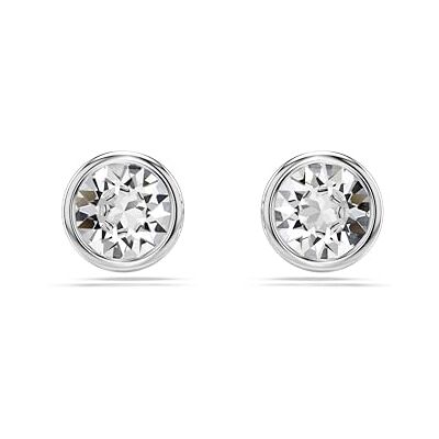 Swarovski Imber örhängen, rund skuren, vit, Rhodium pläterad Swarovski Imber örhängen, rund skuren, vit, Rhodium pläterad