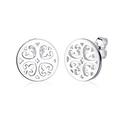 Elli örhängen dam prydnad orientalisk filigran i 925 sterlingsilver, fasettad slipning, Utan Elli örhängen dam prydnad orientalisk filigran i 925 sterlingsilver, fasettad slipning, Utan