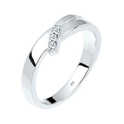 DIAMORE Elli DIAMONDS ring dam äkta smycke ring förlovningsring trio diamant (0,04 ct.) 925 sterling silver, 52 EU, fasettad slipning, Diamant DIAMORE Elli DIAMONDS ring dam äkta smycke ring förlovningsring trio diamant (0,04 ct.) 925 sterling silver, 52 EU, fasettad slipning, Diamant