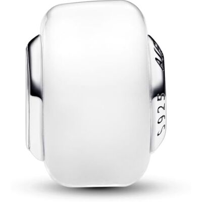 PANDORA Moments Weißes Murano-Glas Mini-Charm aus Sterling Silber, Kompatibel Moments Armbänder, 793118C00 PANDORA Moments Weißes Murano-Glas Mini-Charm aus Sterling Silber, Kompatibel Moments Armbänder, 793118C00