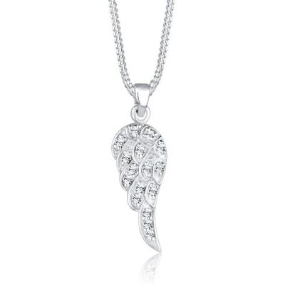 Elli dam halsband med berlock vinge och kristaller i 925 sterlingsilver e silver,vit Elli dam halsband med berlock vinge och kristaller i 925 sterlingsilver e silver,vit