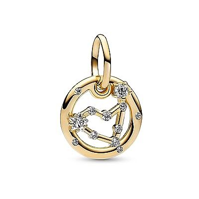 PANDORA Moments Sternzeichen Steinbock Charm-Anhänger aus Sterling Silber mit 14 Karat vergoldeter Metalllegierung, Zirkonia, Kompatibel Moments Armbänder, 762720C01 PANDORA Moments Sternzeichen Steinbock Charm-Anhänger aus Sterling Silber mit 14 Karat vergoldeter Metalllegierung, Zirkonia, Kompatibel Moments Armbänder, 762720C01