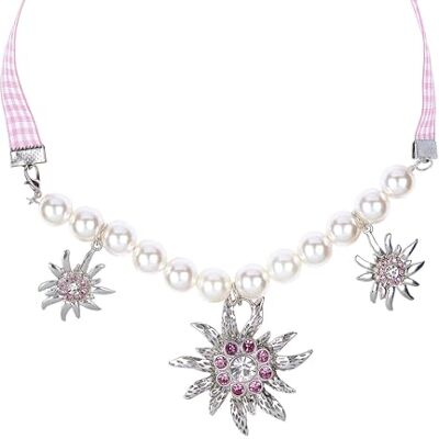 W WIDMANN MILANO Party Fashion Dam rosa bayersk edelweiss halsband fin klänning accessoar W WIDMANN MILANO Party Fashion Dam rosa bayersk edelweiss halsband fin klänning accessoar