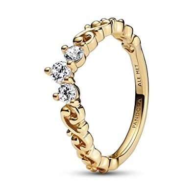 PANDORA Königlicher Wirbel Diadem-Ring aus 14 Karat vergoldeter Metalllegierung mit Zirkonia kombinierbar mit Schmuck Moments Kollektion Größe: 58 PANDORA Königlicher Wirbel Diadem-Ring aus 14 Karat vergoldeter Metalllegierung mit Zirkonia kombinierbar mit Schmuck Moments Kollektion Größe: 58