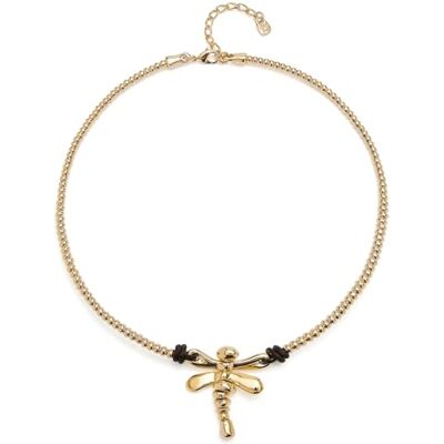 Uno de 50 Kedja Kort halsband Legering av metaller 18K guldpläterad Libelula Blå handgjorda kristaller Handgjorda smycken Tillverkad i Italien, unik storlek, stållegering, ingen sten Uno de 50 Kedja Kort halsband Legering av metaller 18K guldpläterad Libelula Blå handgjorda kristaller Handgjorda smycken Tillverkad i Italien, unik storlek, stållegering, ingen sten