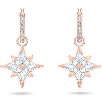 Swarovski symboliska ringörhängen, stjärna, vit, roséguld pläterade Swarovski symboliska ringörhängen, stjärna, vit, roséguld pläterade