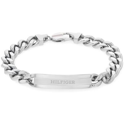 Tommy Hilfiger smycken kedjearmband för män i rostfritt stål med en graverad platta – finns i silver eller guld, En storlek, Rostfritt stål, Ingen ädelsten Tommy Hilfiger smycken kedjearmband för män i rostfritt stål med en graverad platta – finns i silver eller guld, En storlek, Rostfritt stål, Ingen ädelsten