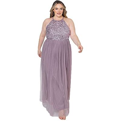Maya Deluxe Dam maxiklänning brudtärna halsband paljetter dekorerad avslutningsbal bröllop tyder för speciella tillfällen Bridesmaid klänning, Moody Lilac, 56 SE Maya Deluxe Dam maxiklänning brudtärna halsband paljetter dekorerad avslutningsbal bröllop tyder för speciella tillfällen Bridesmaid klänning, Moody Lilac, 56 SE