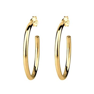 Elli örhängen Smycken Dam, Kreoler Öppen Basic Minimal i 925 Sterlingsilver, En Storlek, Fasettad Slipning, Utan Elli örhängen Smycken Dam, Kreoler Öppen Basic Minimal i 925 Sterlingsilver, En Storlek, Fasettad Slipning, Utan