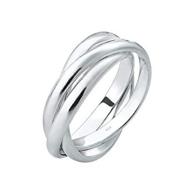 Elli Ring för kvinnor klassisk omlottring i 925 sterlingsilver, 52 EU, fasettslipning, Utan Elli Ring för kvinnor klassisk omlottring i 925 sterlingsilver, 52 EU, fasettslipning, Utan