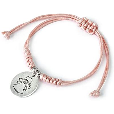 Mopec Set med 4 rosa dragsko armband skyddsängel medalj, Metall Mopec Set med 4 rosa dragsko armband skyddsängel medalj, Metall